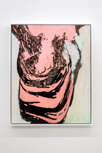 Alex Fischer, Summer Fleece, 2022-141014, a unique 28×22½ inch matte gicleé with oil pastel, on aluminum